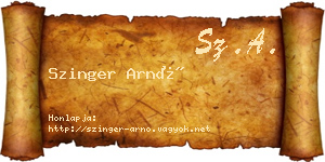 Szinger Arnó névjegykártya